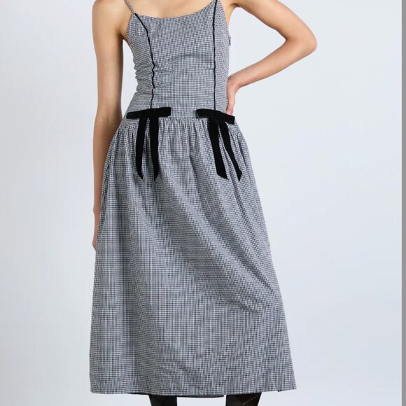 Damson Madder persephone midi dress - black gingham - Picture 1 of 4